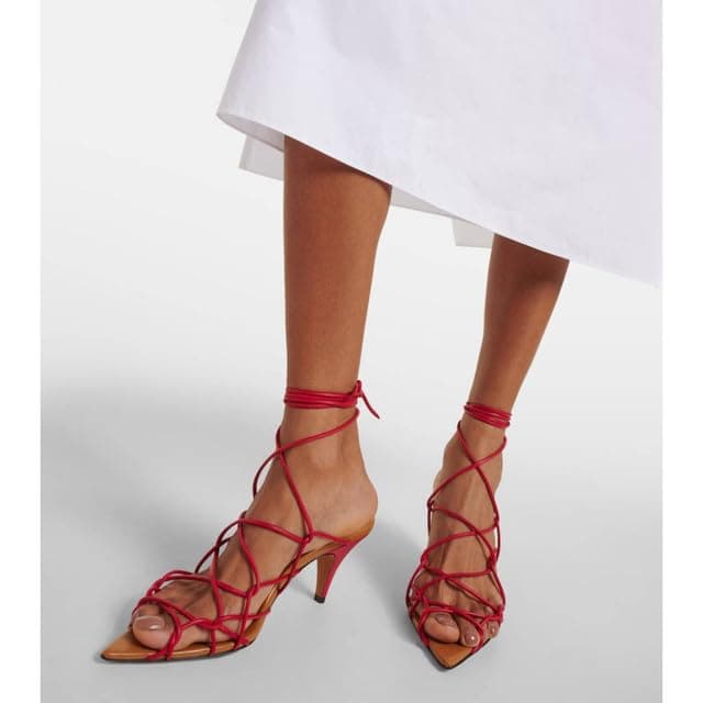 Richealnana Women's Gladiator Strappy Kitten Heel Lace-Up Sandals