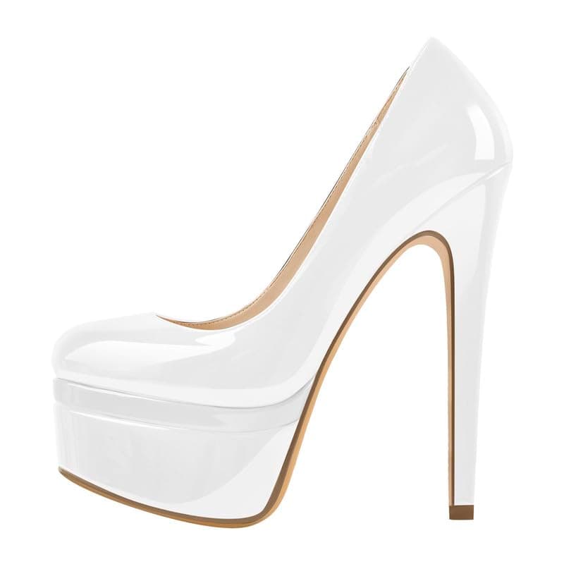 Richealnana Women's Double Platform Stiletto Heels — White Double Platform