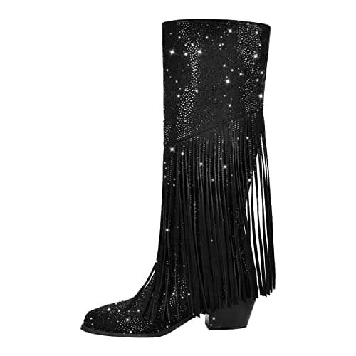 Women's Sparkling Calf-High Rhinestone Boots