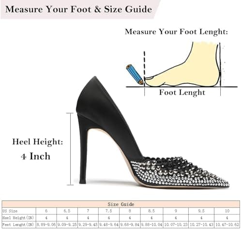 Lryweisy Women's 4 Inch Stiletto Rhinestone Heels for Wedding Party Shoes