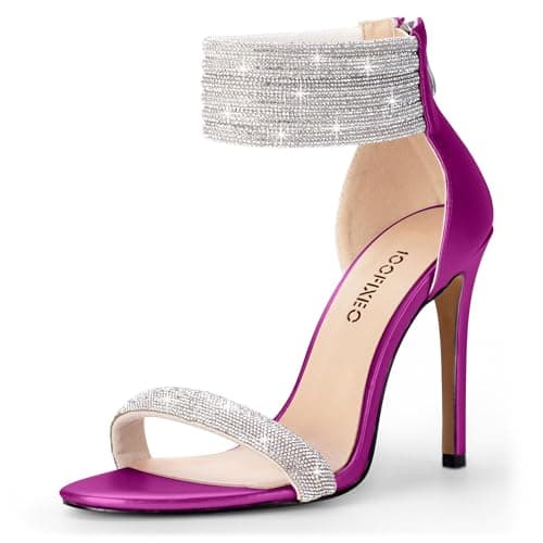100FIXEO Elegant Rhinestone Heeled Open Toe Wedding Shoes — Rose