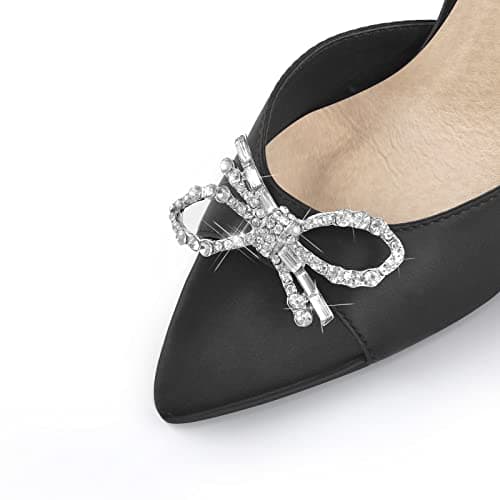 Richealnana Women's Pointed Toe Bow-knot Rhinestone Slip-On Mule Sandals