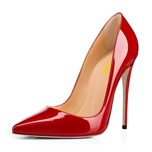 FSJ Women's Stilettos Formal Pointed Toe High Heel Shoes Größe 4-15 US — Red