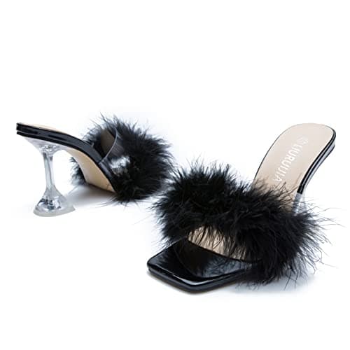LIURUIJIA Women's Fluffy High Heels for Wedding Party
