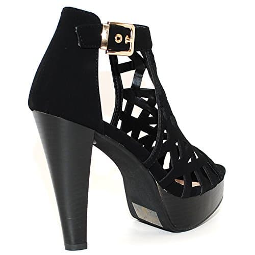 TRENDSUP Open Toe Ankle Strap Stacked Heel Sandal