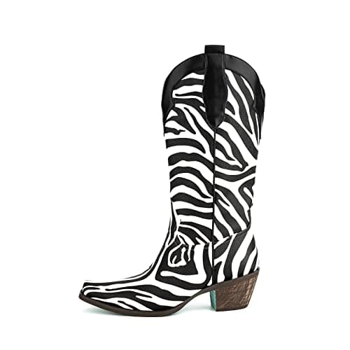 Richeliana Embroidered Square Toe Distressed Cowgirl Boots