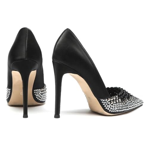 Lryweisy Women's 4 Inch Stiletto Rhinestone Heels for Wedding Party Shoes