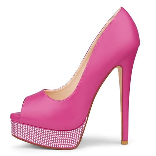 MERUMOTE Women's 6 Inch Stiletto Heels Peep Toe Pumps for Dress & Wedding Party — Rose Mixed