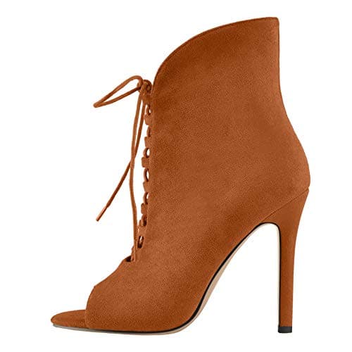 Women's Peep Toe Lace Up Ankle Booties