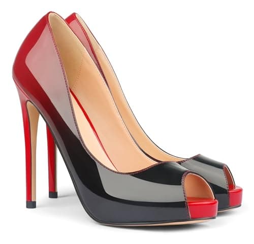 Eithy Women's Thin High Heel Pumps for Party and Daily Wear — Red Black