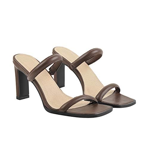 Richealnana Women's Square Toe Slip-On Strap MuleSandals
