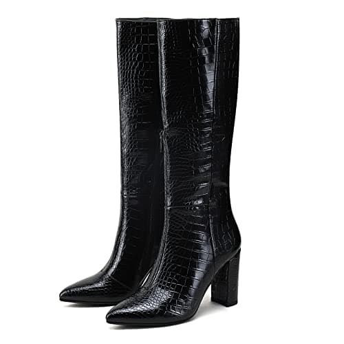 Modatope Women's Tall Knee High Block Heel GoGo Boots - Size 6-11