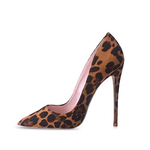 Elisabet Tang Women's Pointed Toe 4.7 inch Stiletto Heels Party Shoes — Leopard Suede