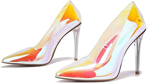 Glass Doll Pointed Toe Lucite Heel Pumps — Ice