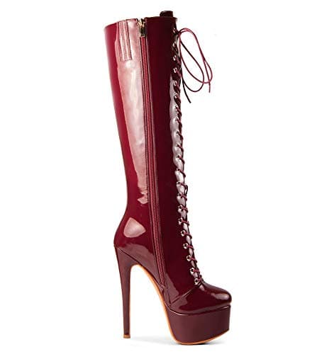 Sexy Fashion Ultra High Stiletto Heels Platform Lace Up Boots for Women