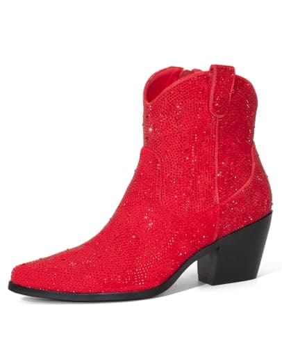 Rhinestone Cowgirl Boots for Women — Red