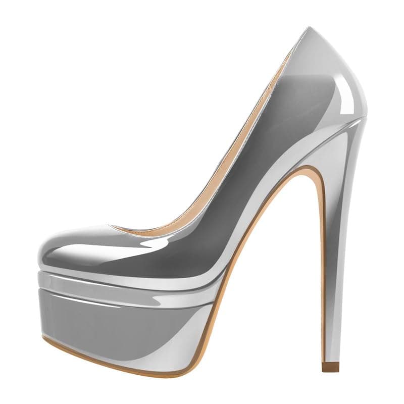 Richealnana Women's Platform Stiletto Pumps — Grey Double Platform