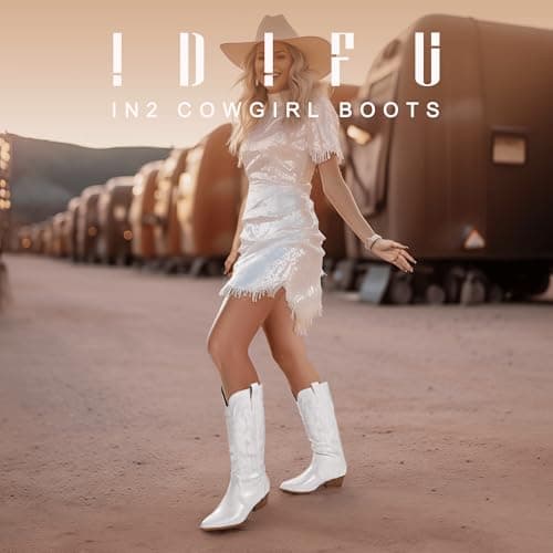 IDIFU IN2 Women's Embroidered Cowgirl Knee-High Western Boots