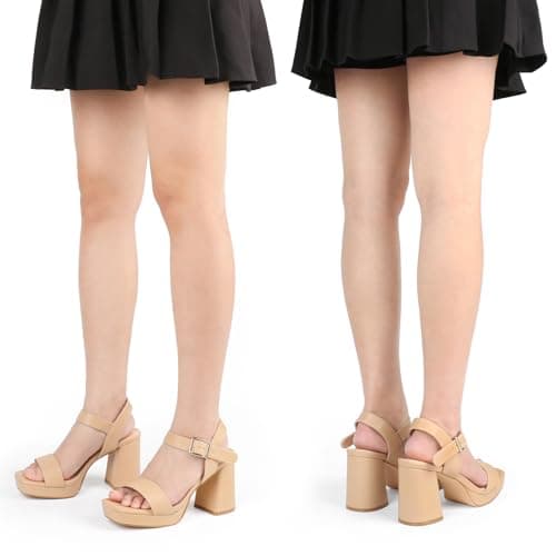 JOY IN LOVE Women's Chunky Platform Heels Ankle Strap Sandals