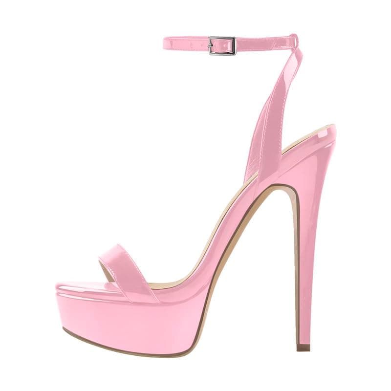 Richealnana Women's Buckle Strap Platform Stiletto Heel Sandals — Pink