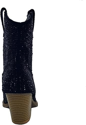 Forever Women's Rhinestone Mid-Calf Knee High Ankle Booties