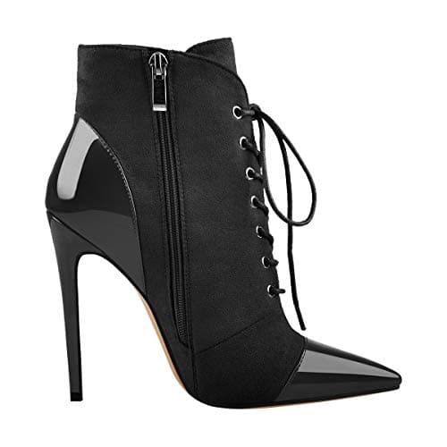 Richealnana Women's Pointed Toe Lace-Up Stilettos Ankle Boots