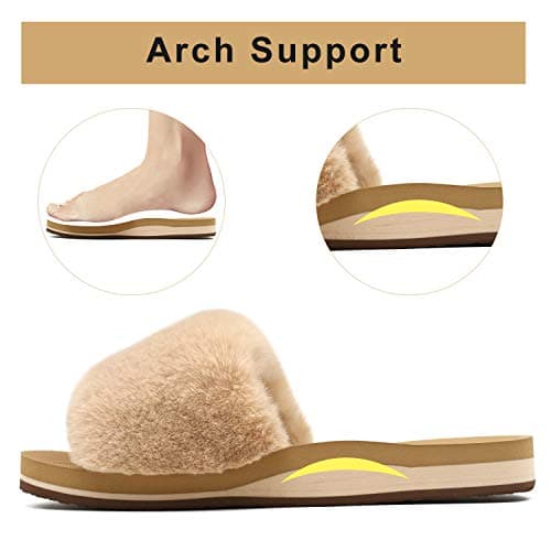 COFACE Women's Memory Foam Plush Slip-On Slippers Anti-Skid Fur Indoor Outdoor