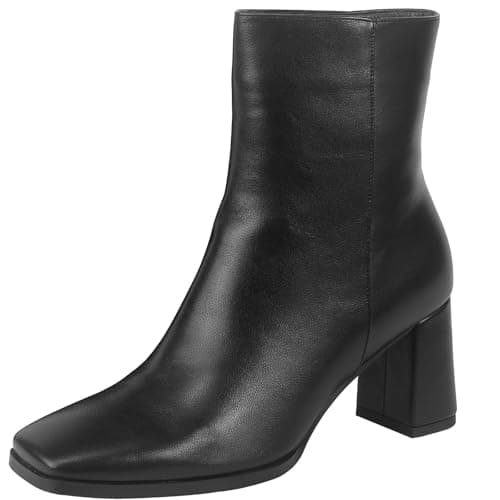 MISSMILLER Rhinestone Chunky Heel Pointed Toe Ankle Boots for Women — #Black2