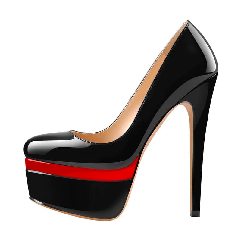 Richealnana Women's Double Platform Stiletto Heels — Black Red Double Platform