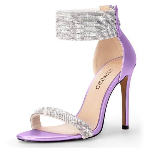 100FIXEO Elegant Rhinestone Heeled Open Toe Wedding Shoes — Purple