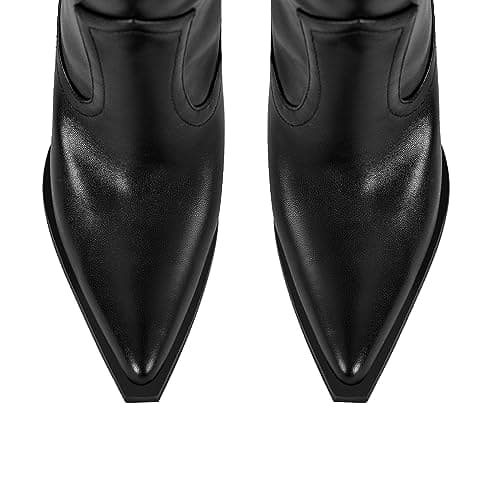 Richealnana Women's Chunky Heel Knee High Cowboy Boots
