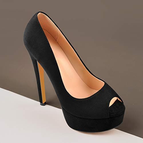 Richealnana Women's Peep-Toe Platform Classic Pumps