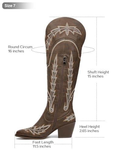 Red RONILURN Women's Cowboy Cowgirl Mid Calf Western Boots