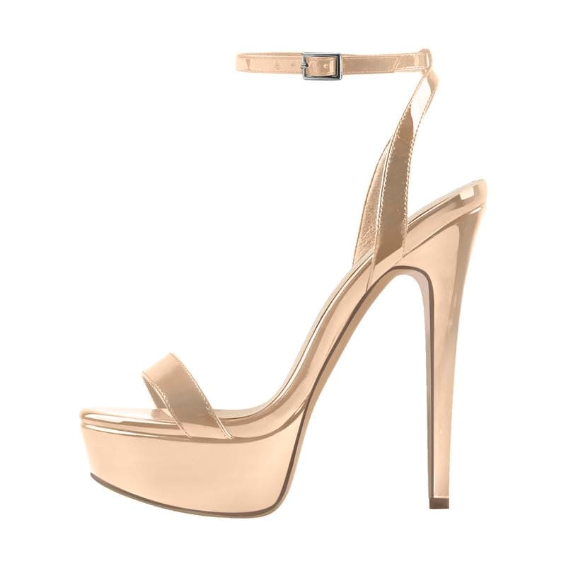 Richealnana Women's Buckle Strap Platform Stiletto Heel Sandals — Gold