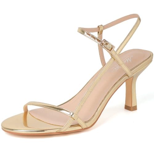 Mostrin Women's Strappy High Heel Sandals with Ankle Strap for Parties and Weddings — Gold 05