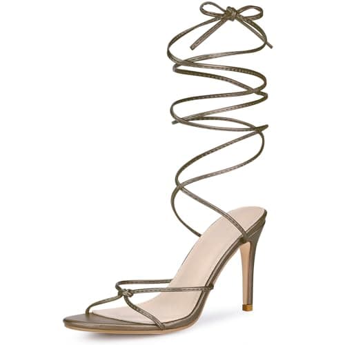 Perphy Lace-Up Slingback Strappy Stiletto Heels Sandals — Gunmetal