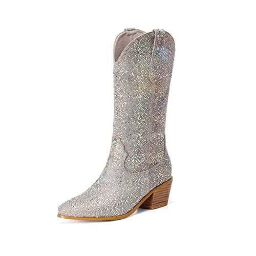 Vintage Gold Embroidered Western Cowgirl Boots