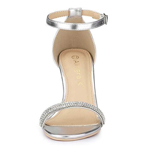 Allegra K Women's Rhinestone Ankle Strap Stiletto Heel Sandals