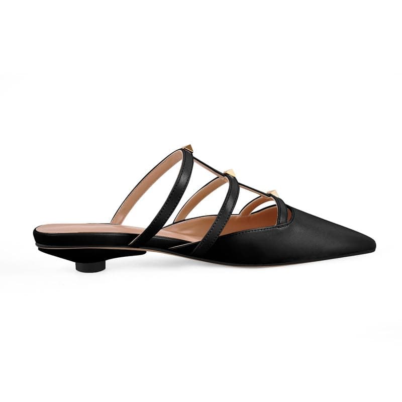 Richealnana Women's Pointed Toe Pull-On Kitten Heel Pumps