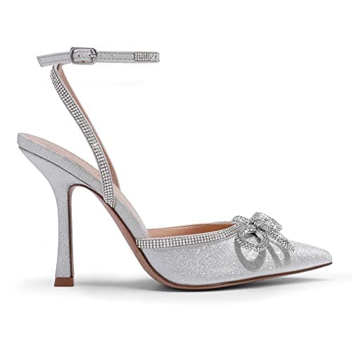 Dream Pairs Women's High Heel Rhinestone Ankle Strap Wedding Shoes