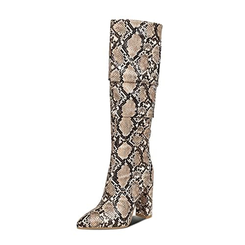 Wetkiss Sparkly Rhinestone Knee High Boots for Women Weddings Dates — Dark Brown