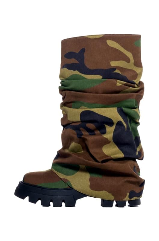 Sexytag Women's Metallic Slouchy Foldover Platform Round Toe Boots — Camo