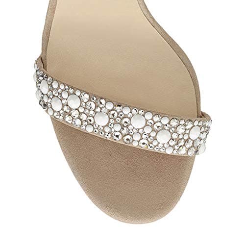 Hinyyrin Women's White Stiletto Heeled Rhinestone Tassels Wedding Sandals