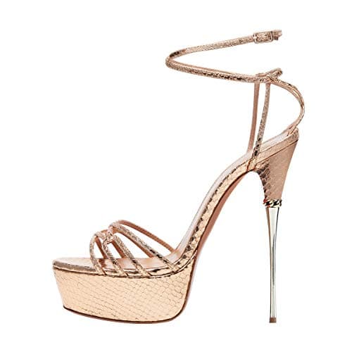 FSJ Women's Metallic Open Toe Stiletto Heel Platform Sandals Size 4-15 US
