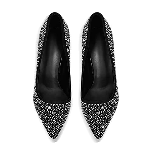 Richealnana Women's Rhinestone Pointed Toe Stiletto Heel Pumps