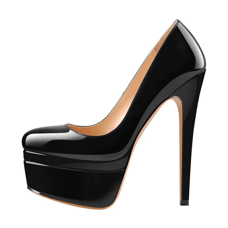 Richealnana Women's Double Platform Stiletto Heels — Black Double Platform