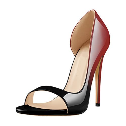 Richealnana Women's Slip-On Stilettos with Elegant Cutouts — Black to Red