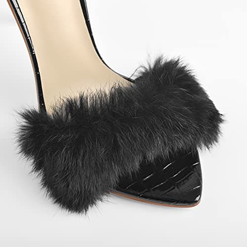 LISHAN Women's Fur Mules Slide Sandals