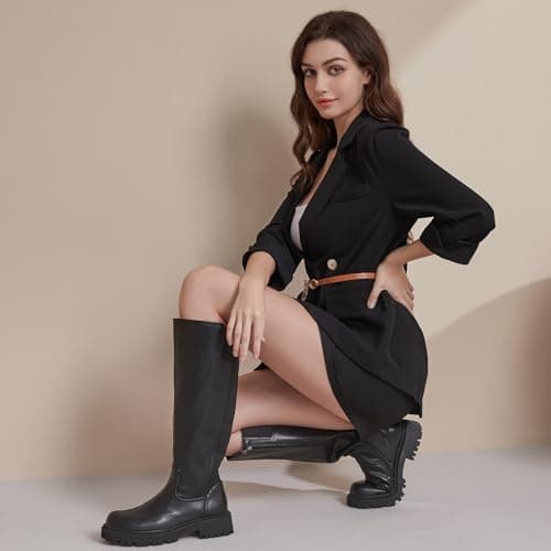 AIUNIIND Women's Knee High Stretch Platform BootsComfortable Calf Riding Boots