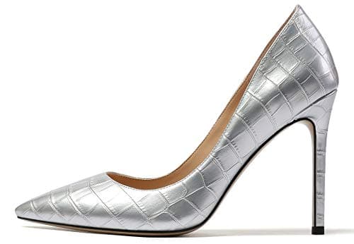 Eldof Women's Classic 4" Stiletto Heel Dress Pumps, Size 5-13 — Silver